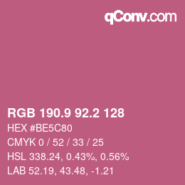 カラーコード: RGB 190.9 92.2 128 | qconv.com