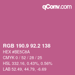 カラーコード: RGB 190.9 92.2 138 | qconv.com