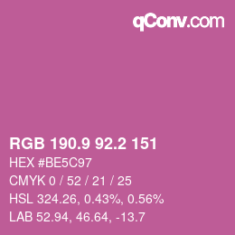 カラーコード: RGB 190.9 92.2 151 | qconv.com