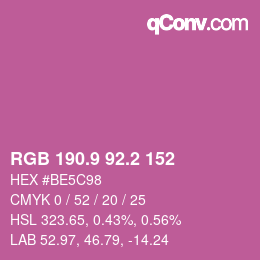 カラーコード: RGB 190.9 92.2 152 | qconv.com