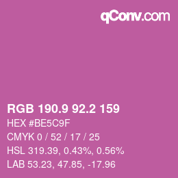 カラーコード: RGB 190.9 92.2 159 | qconv.com