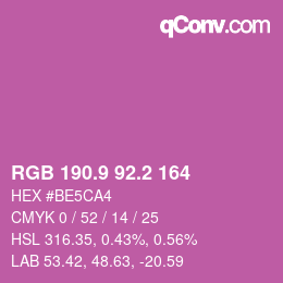 カラーコード: RGB 190.9 92.2 164 | qconv.com