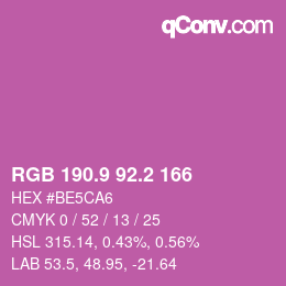 カラーコード: RGB 190.9 92.2 166 | qconv.com
