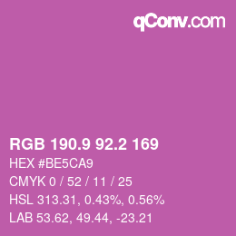 カラーコード: RGB 190.9 92.2 169 | qconv.com