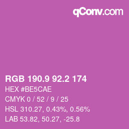 カラーコード: RGB 190.9 92.2 174 | qconv.com