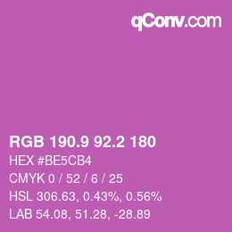 カラーコード: RGB 190.9 92.2 180 | qconv.com