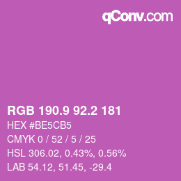 カラーコード: RGB 190.9 92.2 181 | qconv.com