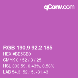カラーコード: RGB 190.9 92.2 185 | qconv.com