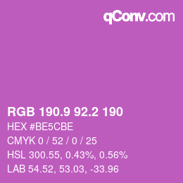 カラーコード: RGB 190.9 92.2 190 | qconv.com