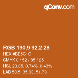 カラーコード: RGB 190.9 92.2 28 | qconv.com