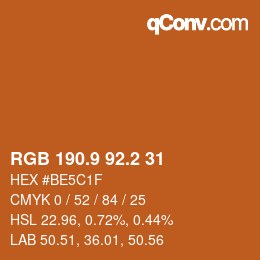 カラーコード: RGB 190.9 92.2 31 | qconv.com