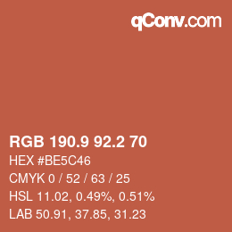 カラーコード: RGB 190.9 92.2 70 | qconv.com