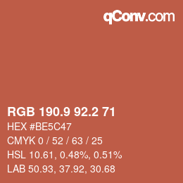 Farbcode: RGB 190.9 92.2 71 | qconv.com