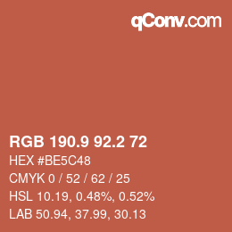 Farbcode: RGB 190.9 92.2 72 | qconv.com