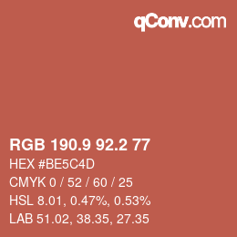 カラーコード: RGB 190.9 92.2 77 | qconv.com