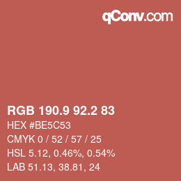 カラーコード: RGB 190.9 92.2 83 | qconv.com