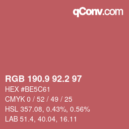 カラーコード: RGB 190.9 92.2 97 | qconv.com