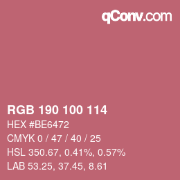 Color code: RGB 190 100 114 | qconv.com