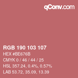 Color code: RGB 190 103 107 | qconv.com