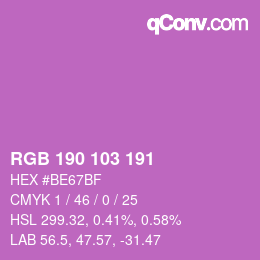 Color code: RGB 190 103 191 | qconv.com