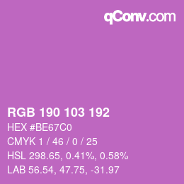 Color code: RGB 190 103 192 | qconv.com