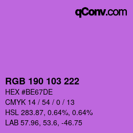 カラーコード: RGB 190 103 222 | qconv.com