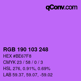 Color code: RGB 190 103 248 | qconv.com