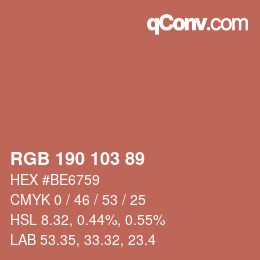 カラーコード: RGB 190 103 89 | qconv.com