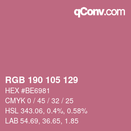 Color code: RGB 190 105 129 | qconv.com