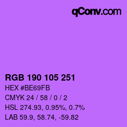 Color code: RGB 190 105 251 | qconv.com