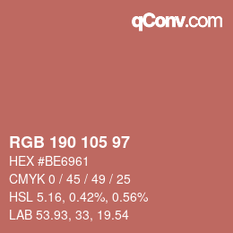 Color code: RGB 190 105 97 | qconv.com