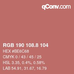 Color code: RGB 190 108.8 104 | qconv.com