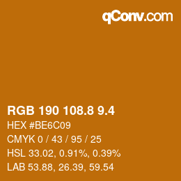 カラーコード: RGB 190 108.8 9.4 | qconv.com