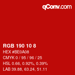 Color code: RGB 190 10 8 | qconv.com