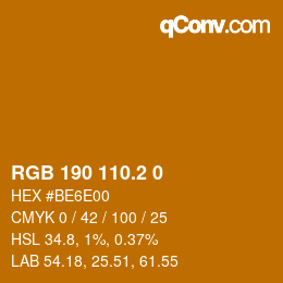 カラーコード: RGB 190 110.2 0 | qconv.com