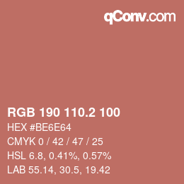 カラーコード: RGB 190 110.2 100 | qconv.com