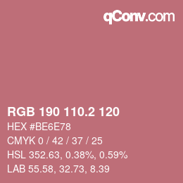 カラーコード: RGB 190 110.2 120 | qconv.com