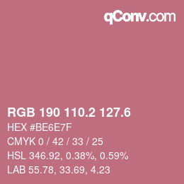 カラーコード: RGB 190 110.2 127.6 | qconv.com