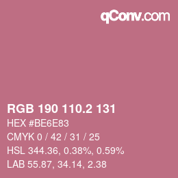 カラーコード: RGB 190 110.2 131 | qconv.com