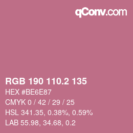 カラーコード: RGB 190 110.2 135 | qconv.com