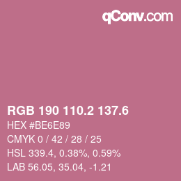 カラーコード: RGB 190 110.2 137.6 | qconv.com