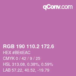 カラーコード: RGB 190 110.2 172.6 | qconv.com