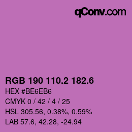 カラーコード: RGB 190 110.2 182.6 | qconv.com