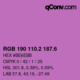 カラーコード: RGB 190 110.2 187.6 | qconv.com