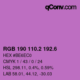 カラーコード: RGB 190 110.2 192.6 | qconv.com