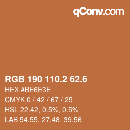 カラーコード: RGB 190 110.2 62.6 | qconv.com