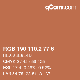 カラーコード: RGB 190 110.2 77.6 | qconv.com
