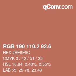 カラーコード: RGB 190 110.2 92.6 | qconv.com