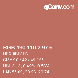 カラーコード: RGB 190 110.2 97.6 | qconv.com