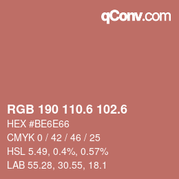 カラーコード: RGB 190 110.6 102.6 | qconv.com